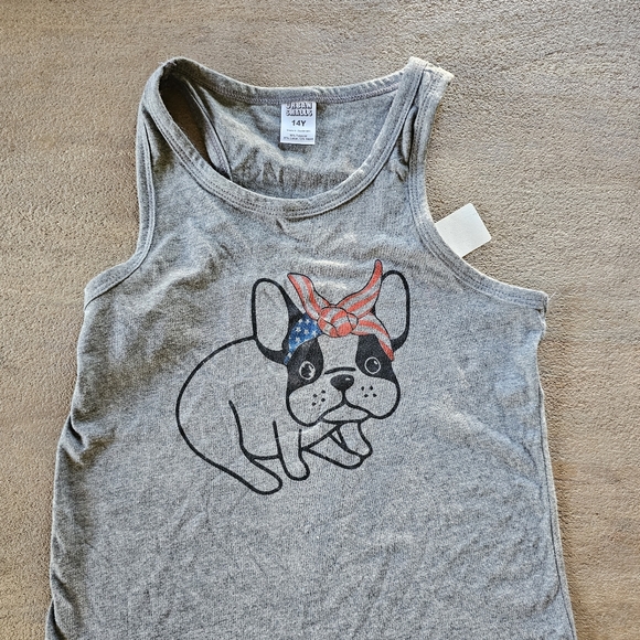 Girls French bulldog All American patriotic shirt shorts set sz 14 - Picture 3 of 6